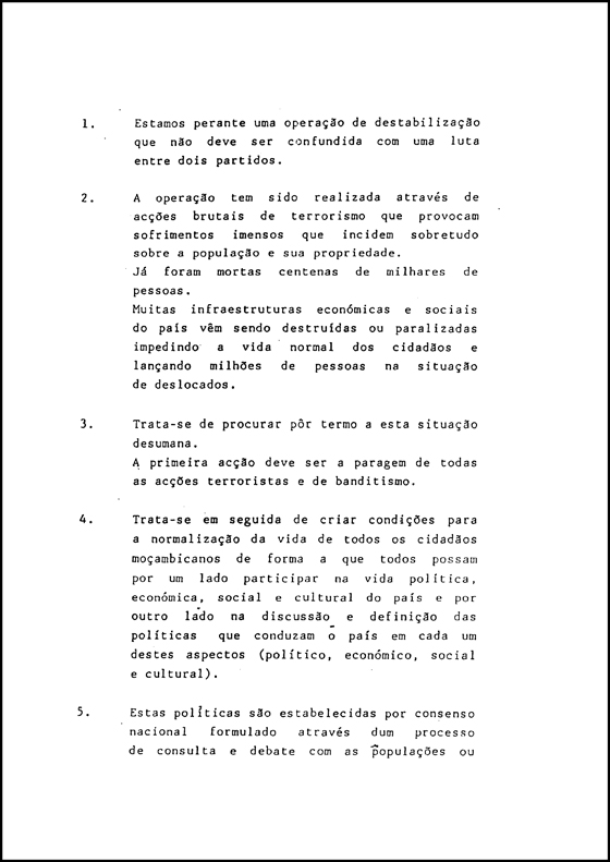 The Frelimo 12 Point Plan of 1989