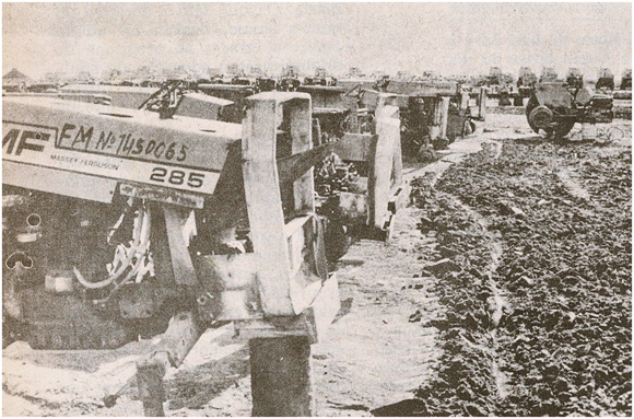 Broken down tractors, CAIL, Mozambique, 1982