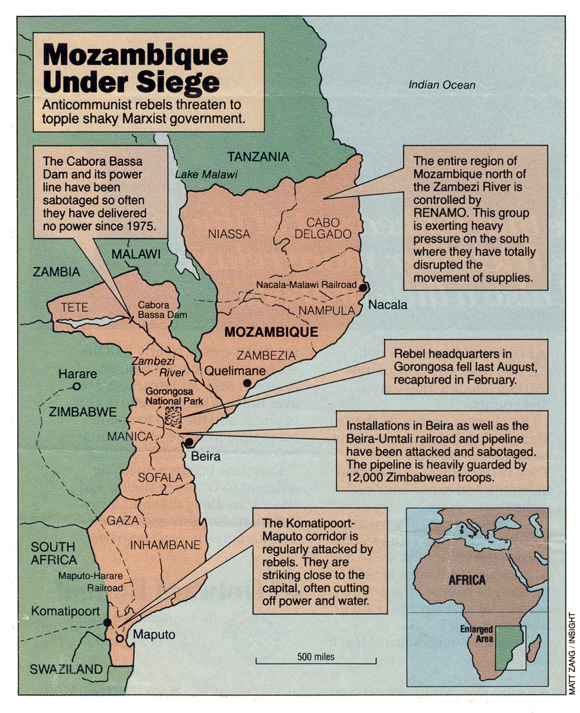 Mozambique under siege (map)