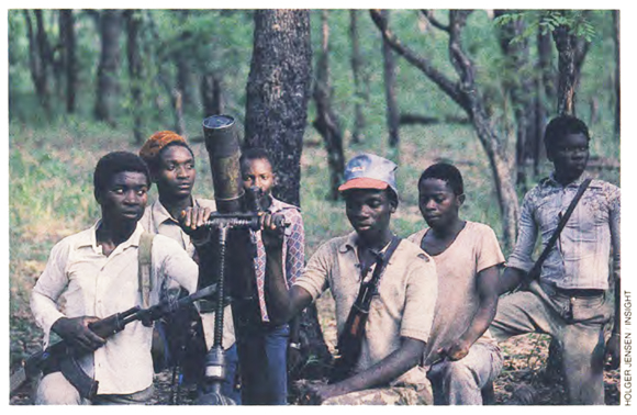 Renamo fighters with Soviet-made weapons 