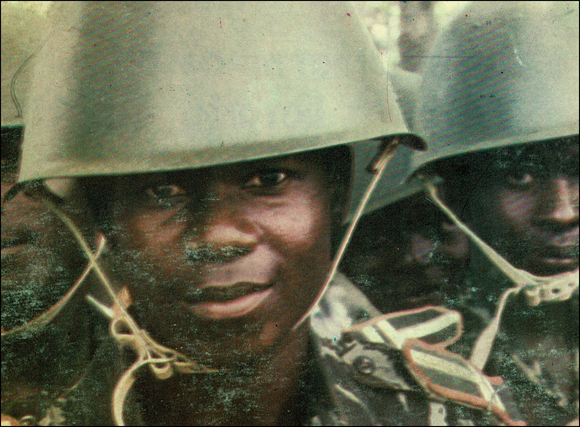 FPLM soldier in a battle helmet