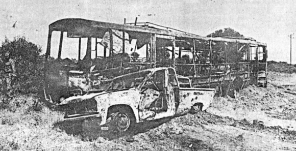 Burned-out bus